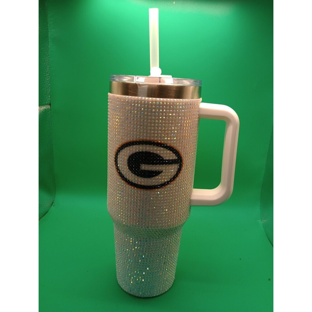 New White Bling Colossal UGA 46oz Tumbler Packers Rhinestone
